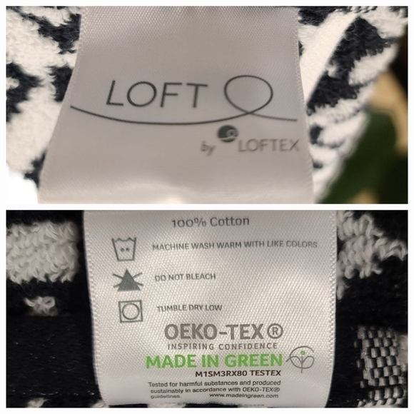 8pc Loft 2 Bath 2 Hand 4 Washcloth Black & White Diamond Tile Towel Set New - Picture 9 of 11